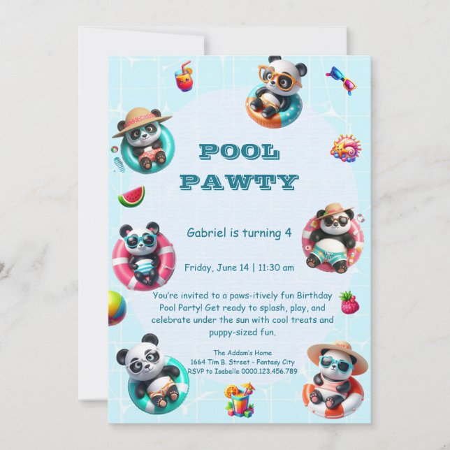 Tarjeta de Invitación de Cumpleaños Fiesta de Pisc (Anverso)