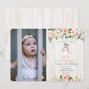 Tarjeta de invitación de cumpleaños floral con con