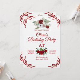 Tarjeta de Invitación de Cumpleaños Floral con Est