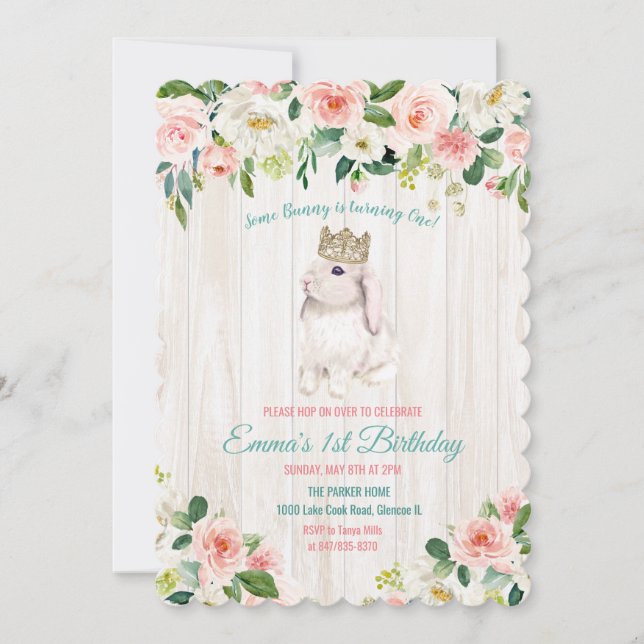Tarjeta de invitación de cumpleaños floral de cone (Anverso)