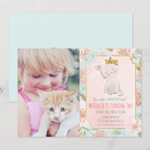 TARJETA DE INVITACIÓN DE CUMPLEAÑOS FLORAL DE GATI