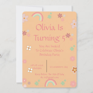 TARJETA DE INVITACIÓN DE CUMPLEAÑOS FLORAL RETRO P