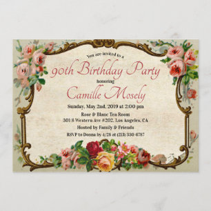 Tarjeta de invitación de cumpleaños floral victori