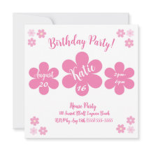 Tarjeta de Invitación de Cumpleaños - Glam Flor Ro