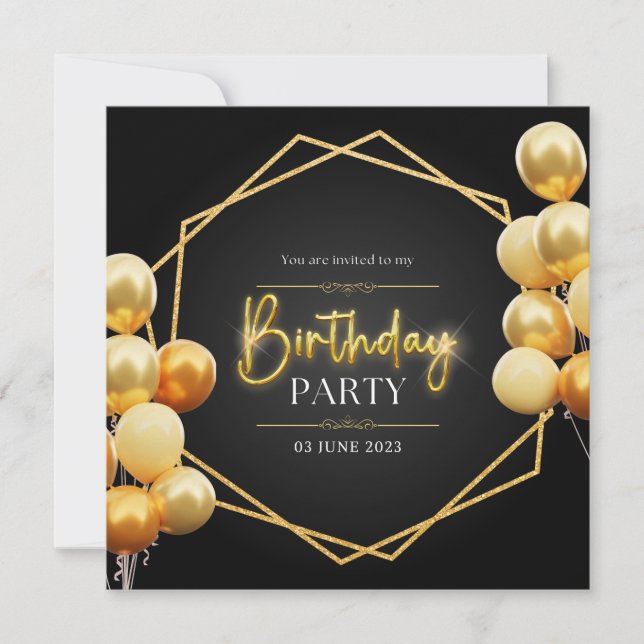 Tarjeta de invitación de cumpleaños-Guardar la fec (Anverso)