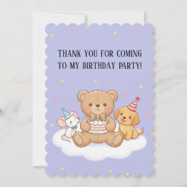 Tarjeta de invitación de cumpleaños infantil azul 