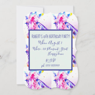 Tarjeta de invitación de cumpleaños infantil con j