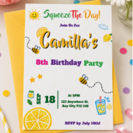 Tarjeta de invitación de cumpleaños infantil con t