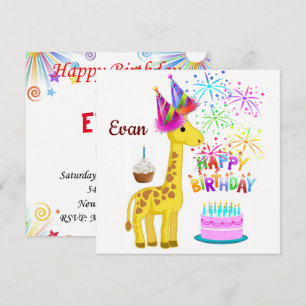 Tarjeta de Invitación de Cumpleaños Jirafa