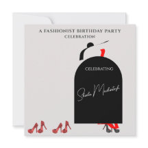 Tarjeta de Invitación de Cumpleaños Moda Glam Negr