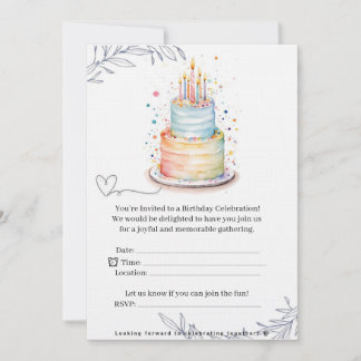 Tarjeta de Invitación de Cumpleaños Moderna y Eleg