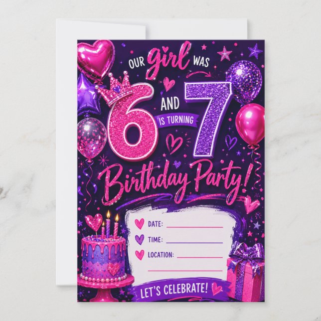 Tarjeta de Invitación de Cumpleaños Nuestra Niña T (Anverso)