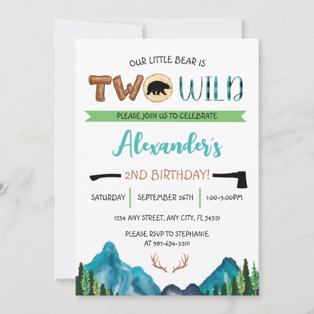Tarjeta de Invitación de Cumpleaños 'Nuestro Osito (Anverso)