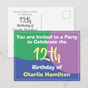 Tarjeta de invitación de cumpleaños número 12