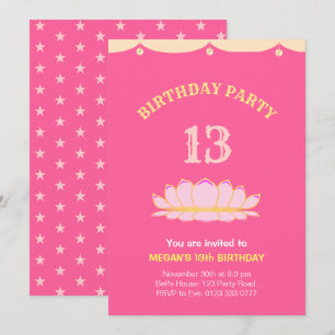 Tarjeta de invitación de cumpleaños número 13 lind