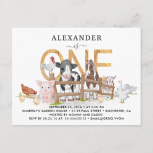 Tarjeta de invitación de cumpleaños número 1 con a