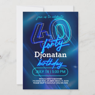 Tarjeta de invitación de cumpleaños número 40 con