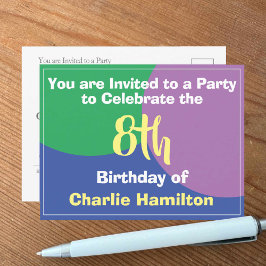 Tarjeta de invitación de cumpleaños número 8