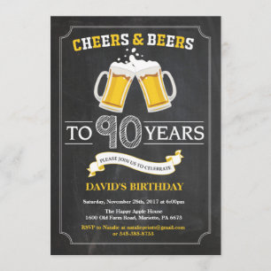 Tarjeta de invitación de cumpleaños número 90 de S