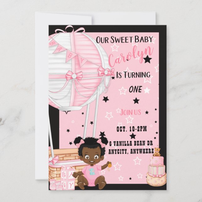 Tarjeta de invitación de cumpleaños para arriba y  (Anverso)