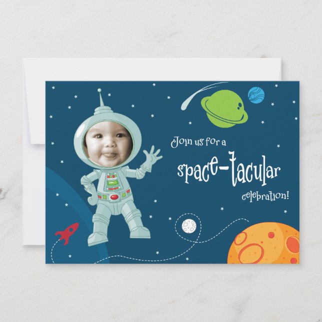 Tarjeta de invitación de cumpleaños para astronaut (Anverso)