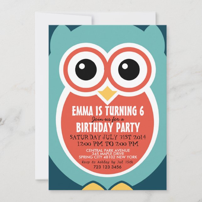 Tarjeta de invitación de cumpleaños para aves de l (Anverso)