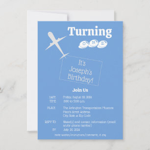 Tarjeta de invitación de cumpleaños para avión en 
