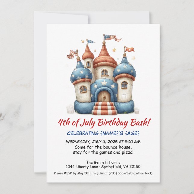 Tarjeta de invitación de cumpleaños para casa de s (Anverso)