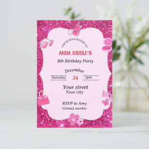 Tarjeta de invitación de cumpleaños para Chica Pur