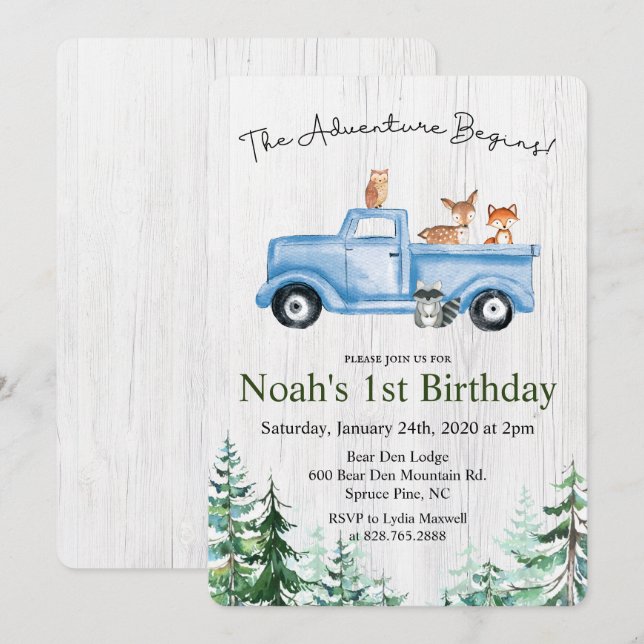 Tarjeta de invitación de cumpleaños para cualquier (Anverso / Reverso)