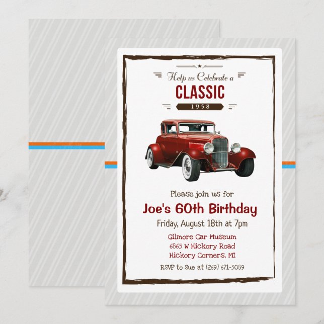 Tarjeta de invitación de cumpleaños para cualquier (Anverso / Reverso)