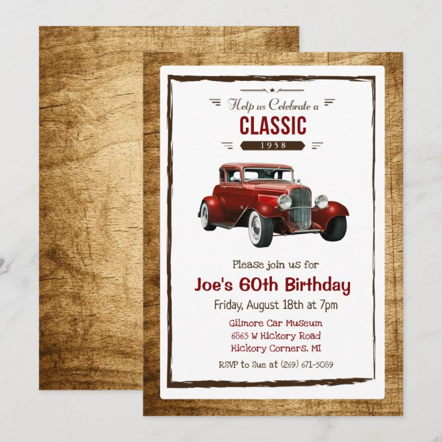Tarjeta de invitación de cumpleaños para cualquier (Anverso / Reverso)