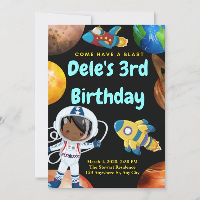 Tarjeta de invitación de cumpleaños para explosión (Anverso)