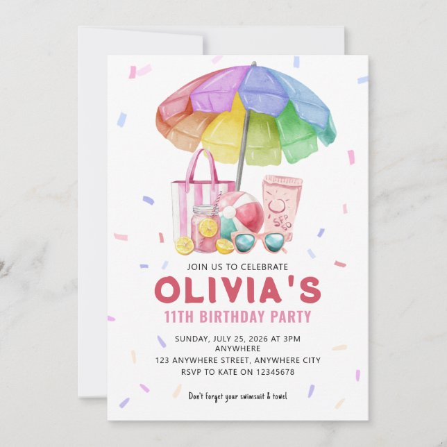 Tarjeta de invitación de cumpleaños para fiesta ju (Anverso)