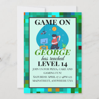 Tarjeta de invitación de cumpleaños para juegos re