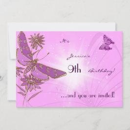 Tarjeta de invitación de cumpleaños para mariposa