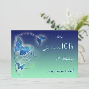 Tarjeta de invitación de cumpleaños para mariposa