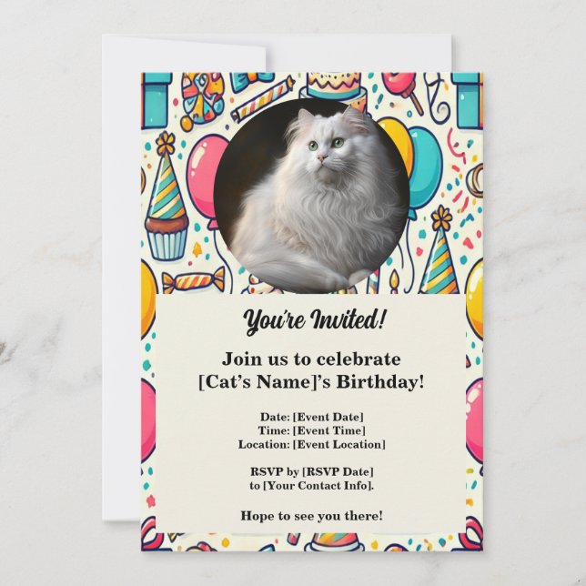 Tarjeta de invitación de cumpleaños para Mascota d (Anverso)
