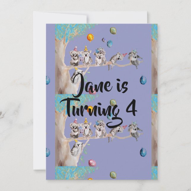 Tarjeta de invitación de cumpleaños para niñas art (Anverso)