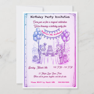 Tarjeta de Invitación de Cumpleaños para Niñas Cap