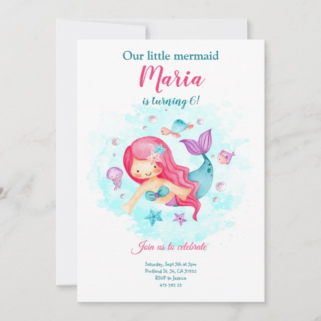 Tarjeta de Invitación de Cumpleaños para Niñas Nue (Anverso)