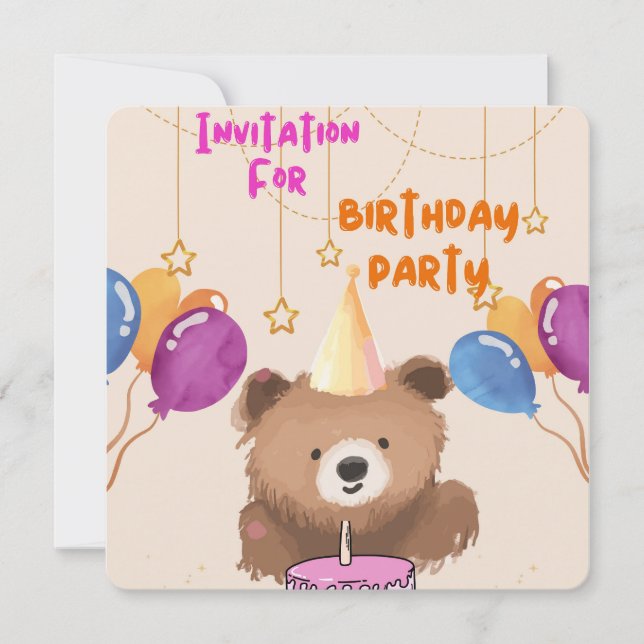 TARJETA DE INVITACIÓN DE CUMPLEAÑOS PARA NIÑOS (Anverso)