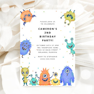 Tarjeta de Invitación de Cumpleaños para Niños Mon
