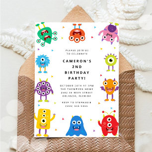 Tarjeta de Invitación de Cumpleaños para Niños Mon