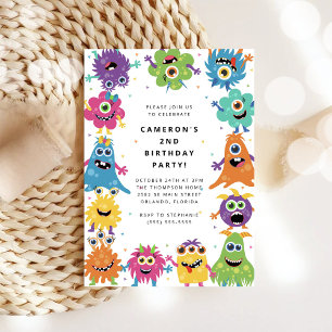 Tarjeta de Invitación de Cumpleaños para Niños Mon