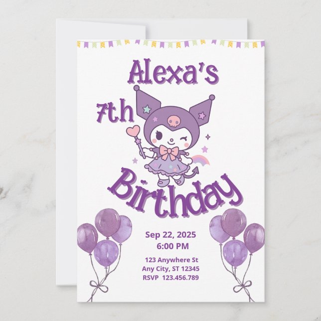 Tarjeta de invitación de cumpleaños para niños per (Anverso)