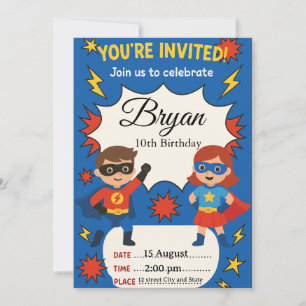 Tarjeta de Invitación de Cumpleaños para Niños Sup