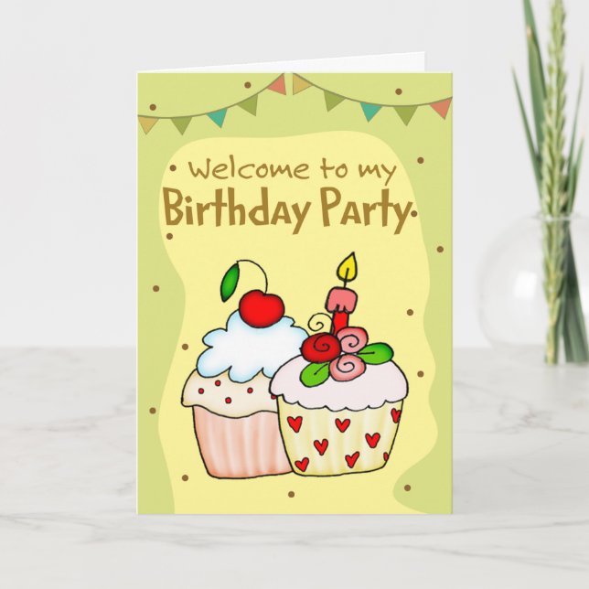 Tarjeta de invitación de cumpleaños para pasteles  (Anverso)