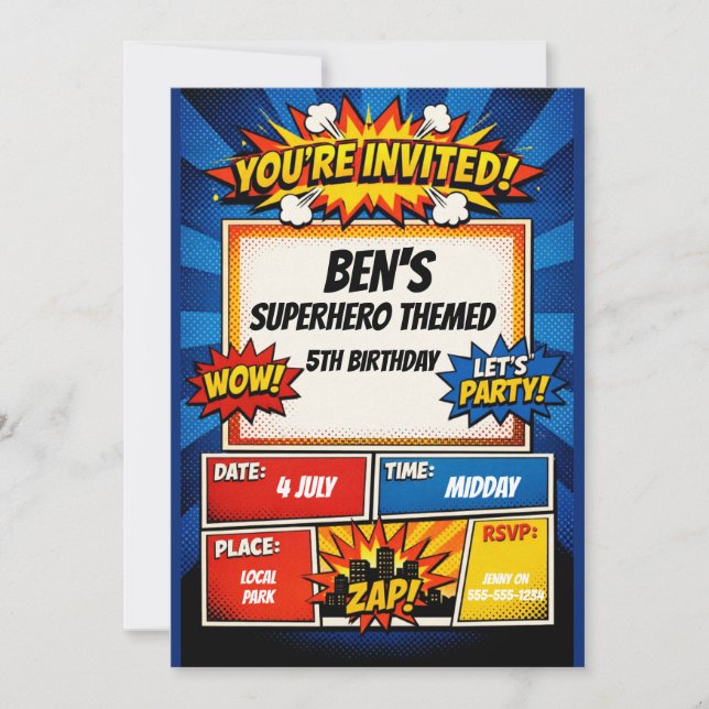 TARJETA DE INVITACIÓN DE CUMPLEAÑOS PARA SUPER CHI (Anverso)