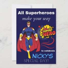 Tarjeta de invitación de cumpleaños para superhéro